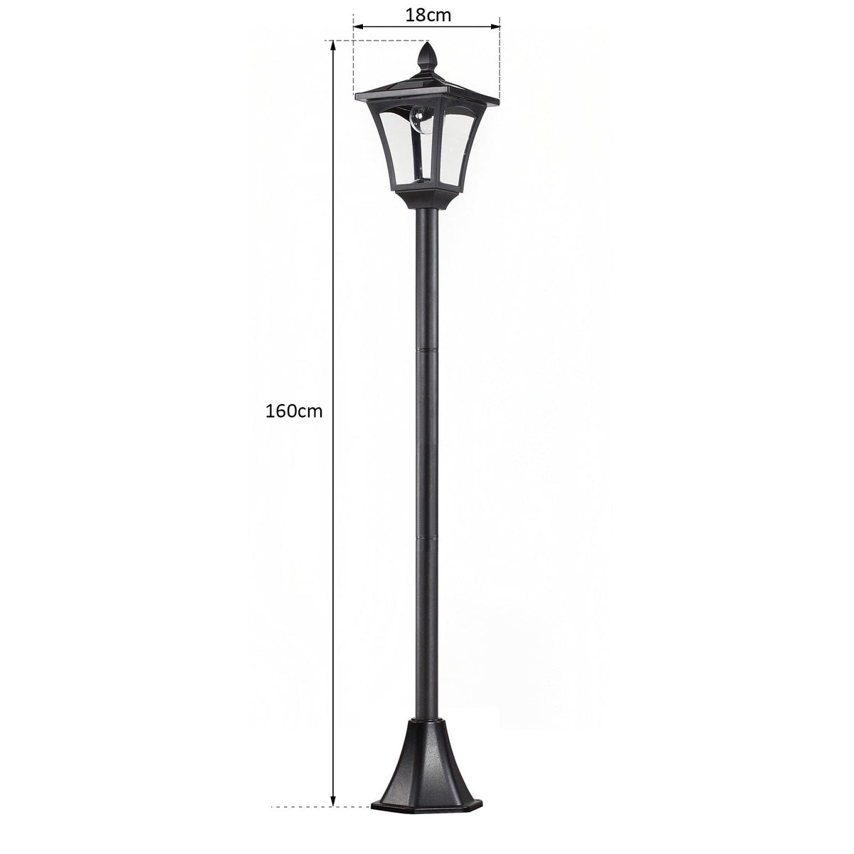 EasyComfort Solar LED tuinlamp 18×18×160cm zwart