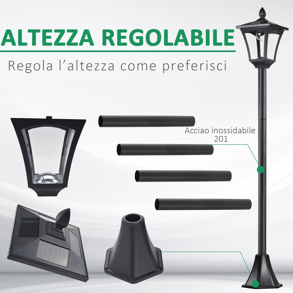 EasyComfort Solar LED tuinlamp 18×18×160cm zwart