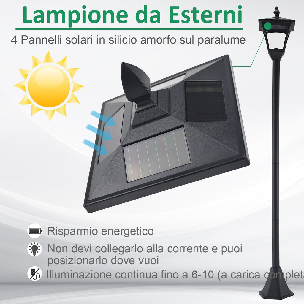 EasyComfort Solar LED tuinlamp 18×18×160cm zwart