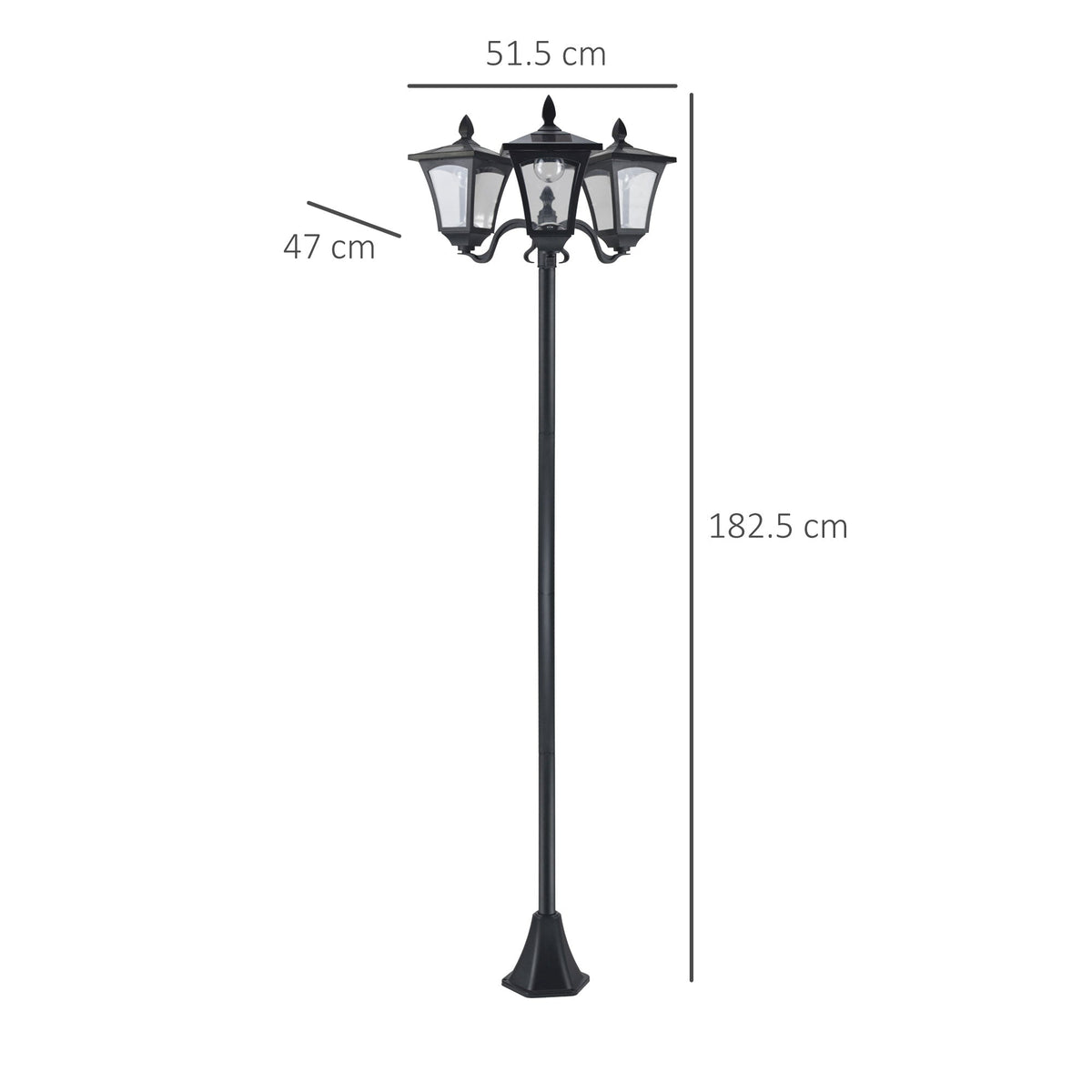 EasyComfort Solar Garden Lamp 3 LEDs Buitenlamp IP44 51.5×47×182.5cm