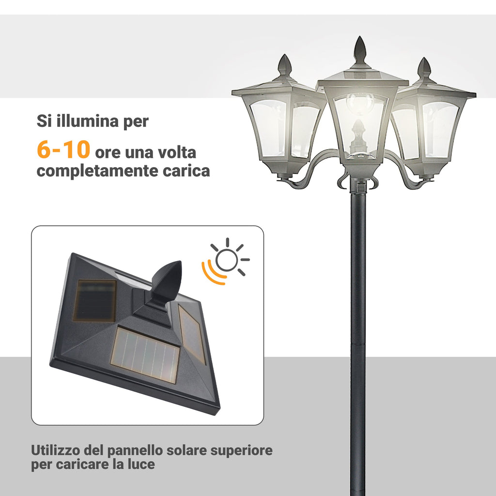 EasyComfort Solar Garden Lamp 3 LEDs Buitenlamp IP44 51.5×47×182.5cm