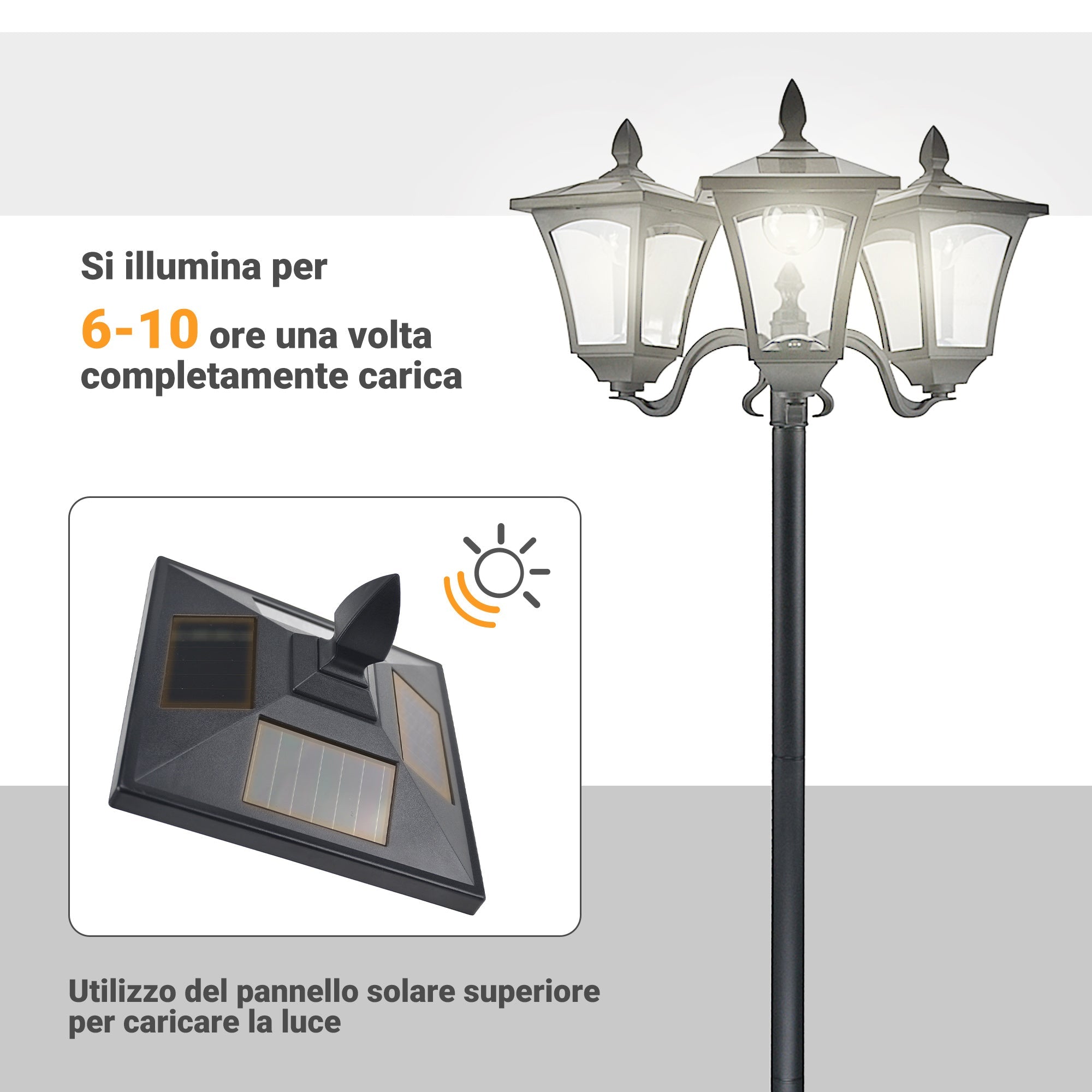 EasyComfort Solar Garden Lamp 3 LEDs Buitenlamp IP44 51.5×47×182.5cm