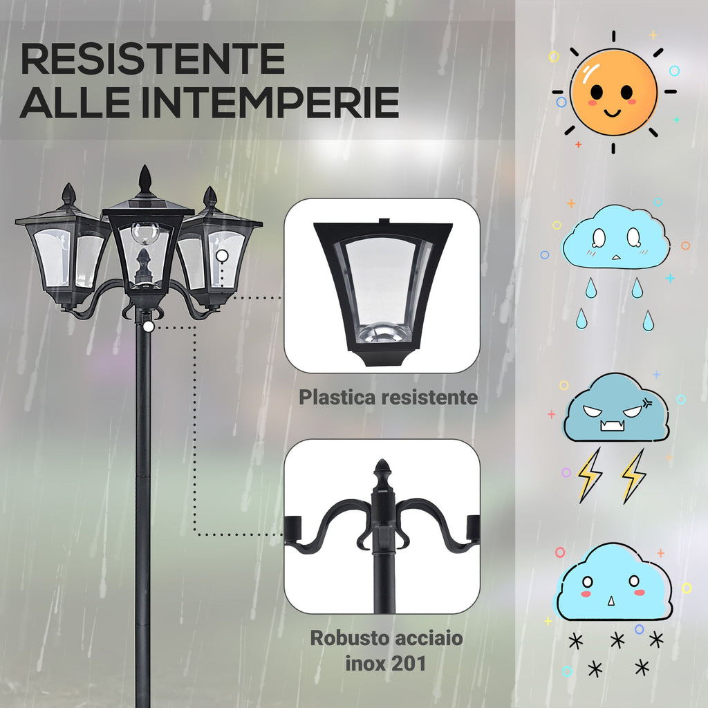 EasyComfort Solar Garden Lamp 3 LEDs Buitenlamp IP44 51.5×47×182.5cm
