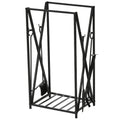 EASYCOMFORT Indoor and Outdoor Wood Holder in Steel, Wood Holder for Fireplace with Poker, Shovel, Brush and Pliers 46x30x76cm - Black