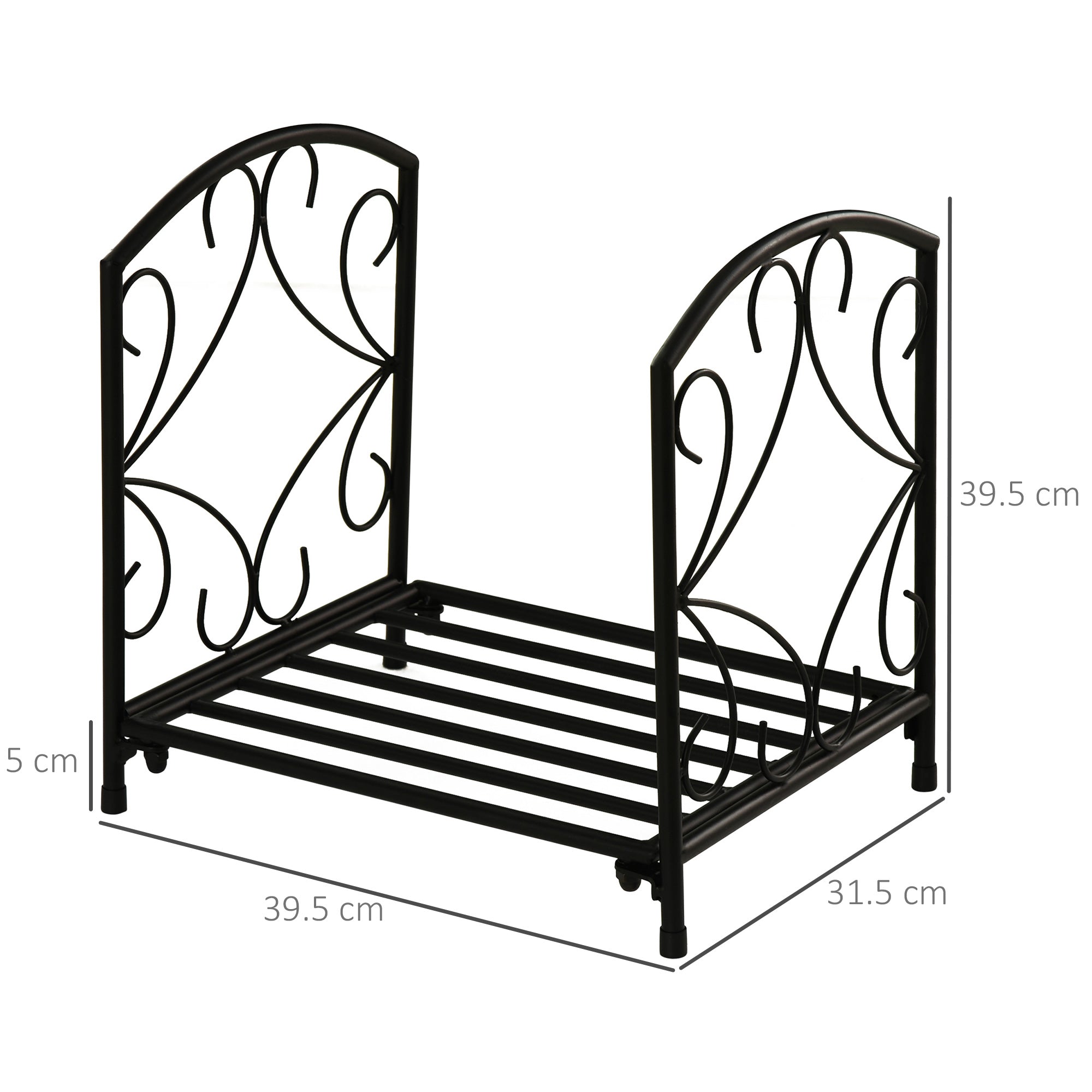 EASYCOMFORT Wood holder for indoor and outdoor fireplace in metal with raised base for 50kg of wood, 39.5x31.5x39.5cm - Black