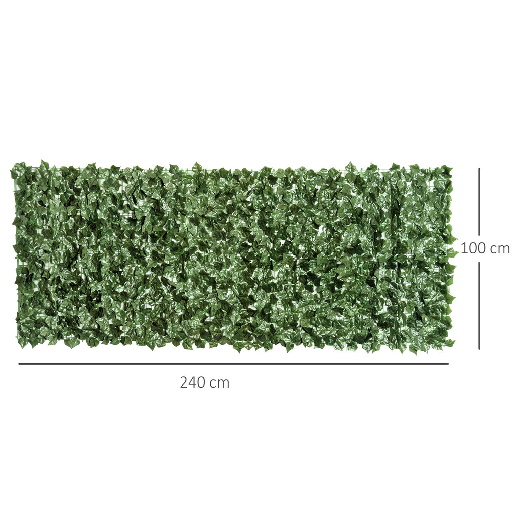 EASYCOMFORT Roll of Artificial Hedge for Balcony and Garden in Anti-UV PE, Fake Hedge with Dark Green Leaves 240x100cm
