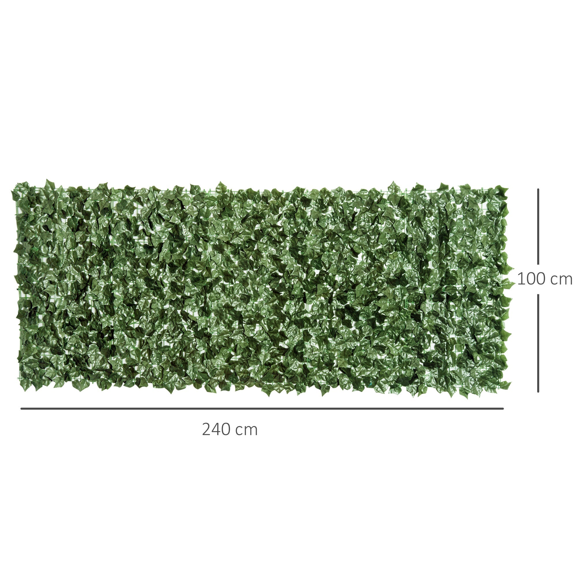 EASYCOMFORT Roll of Artificial Hedge for Balcony and Garden in Anti-UV PE, Fake Hedge with Dark Green Leaves 240x100cm