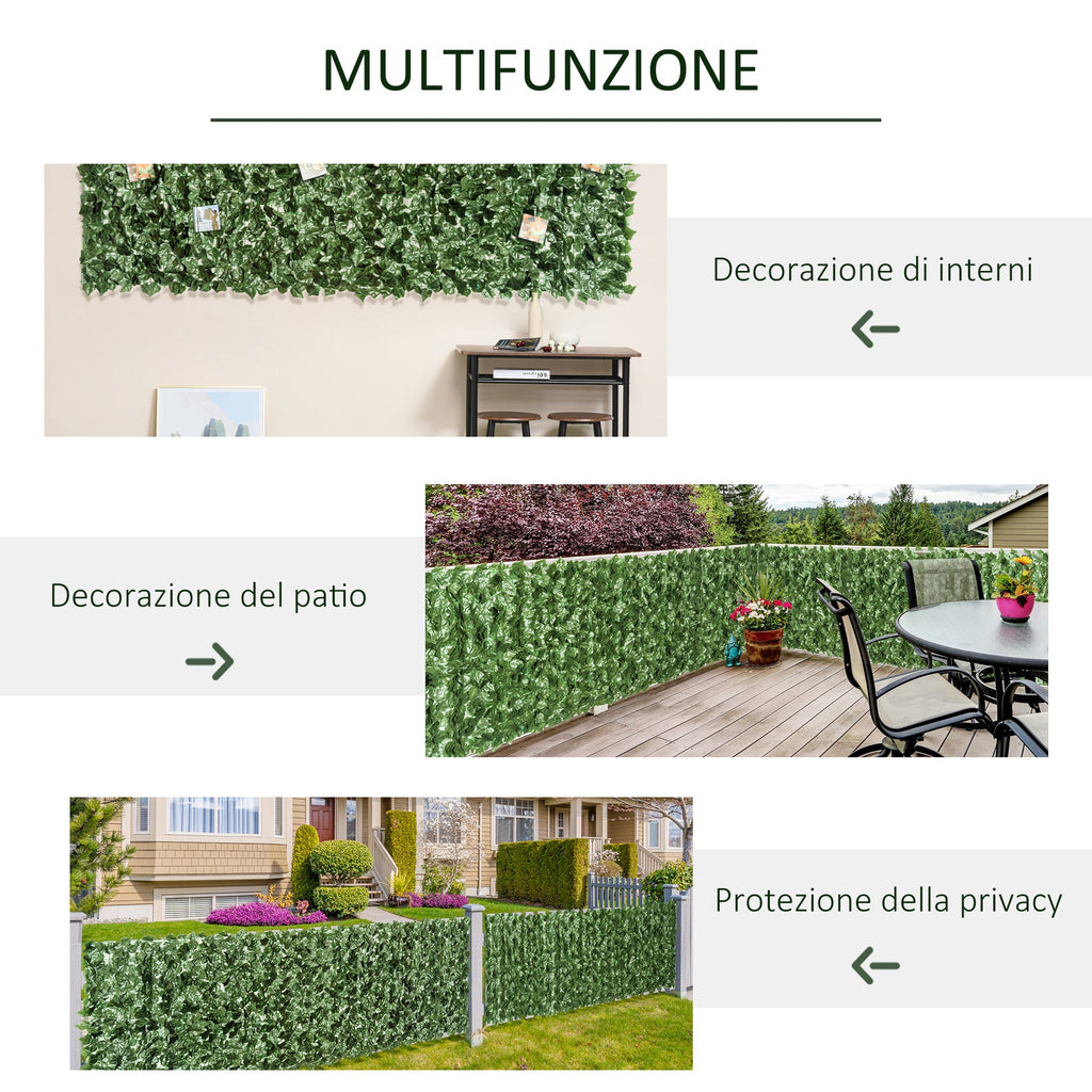 EASYCOMFORT Roll of Artificial Hedge for Balcony and Garden in Anti-UV PE, Fake Hedge with Dark Green Leaves 240x100cm