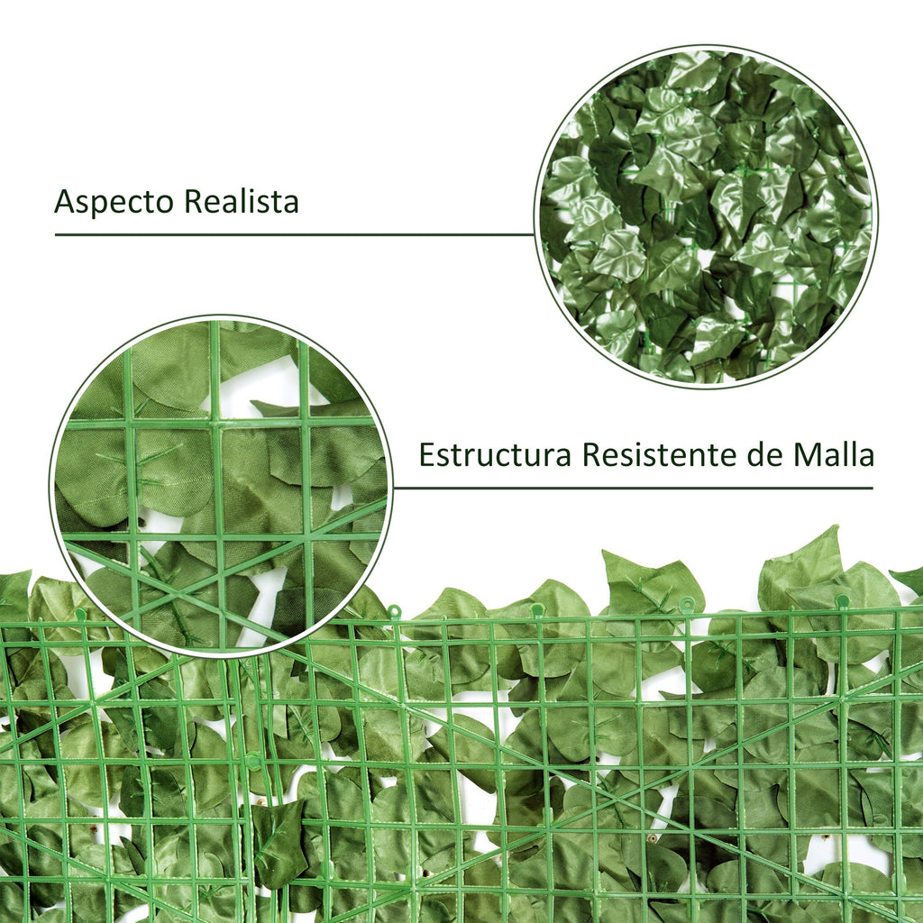 EASYCOMFORT Roll of Artificial Hedge for Balcony and Garden in Anti-UV PE, Fake Hedge with Dark Green Leaves 240x100cm