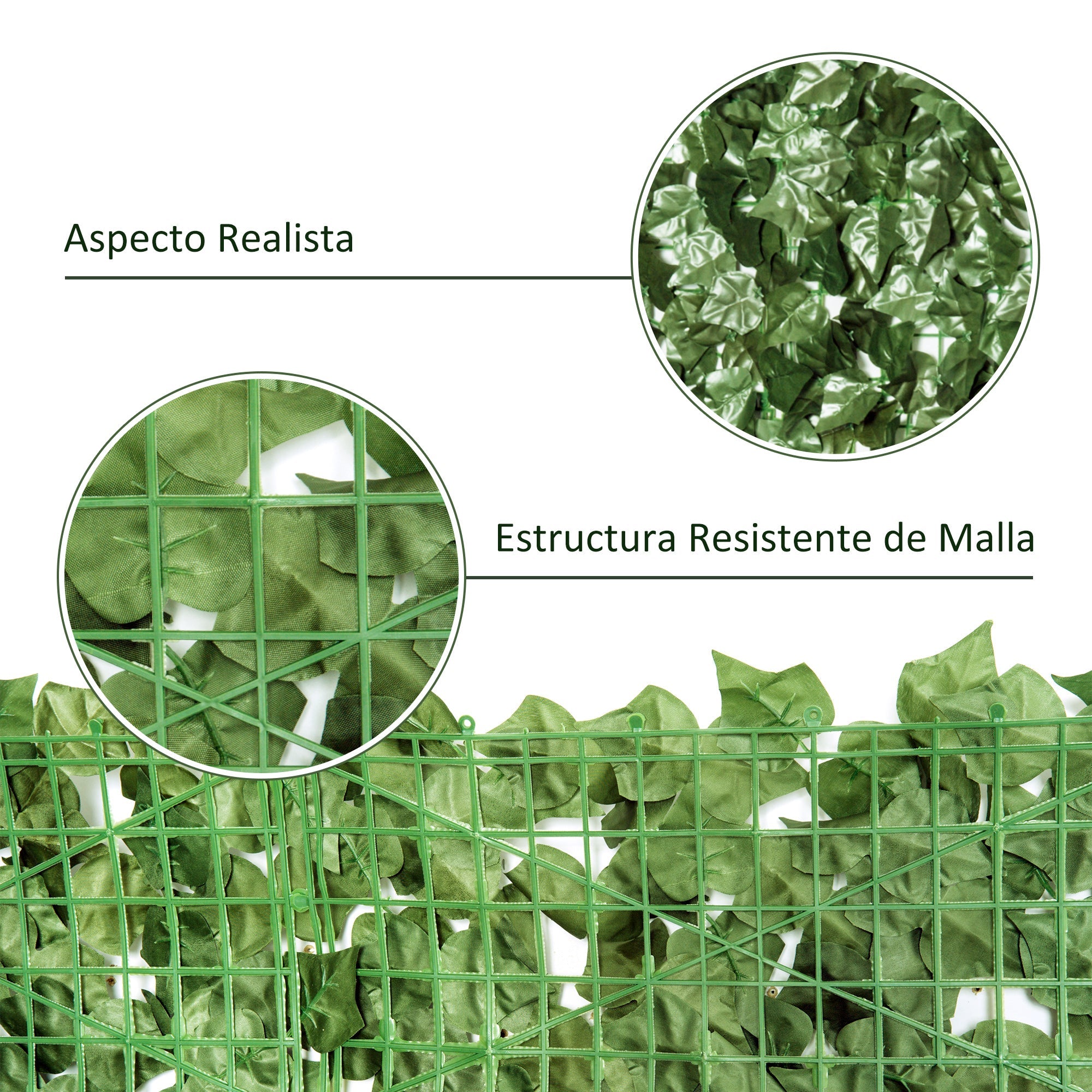 EASYCOMFORT Roll of Artificial Hedge for Balcony and Garden in Anti-UV PE, Fake Hedge with Dark Green Leaves 240x100cm