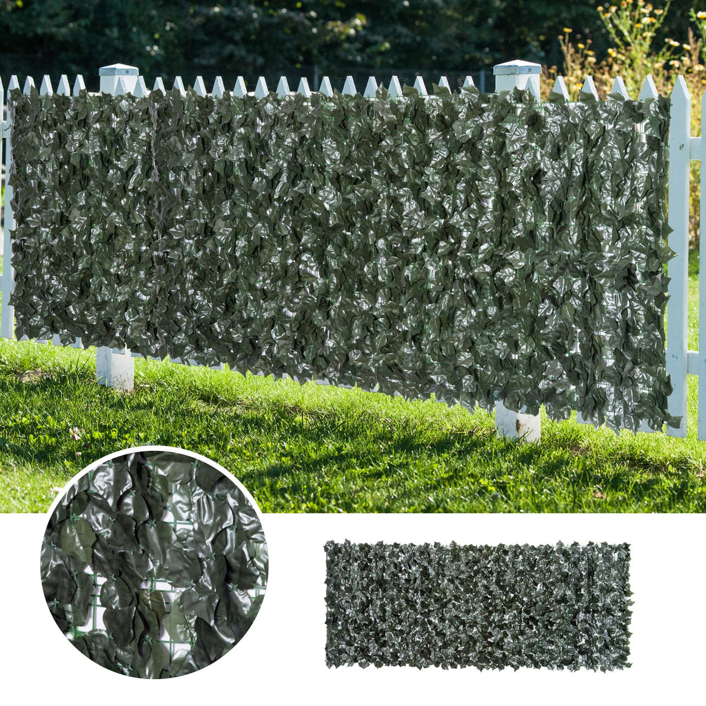 EASYCOMFORT Roll of Artificial Hedge for Balcony and Garden in Anti-UV PE, Fake Hedge with Dark Green Leaves 240x100cm
