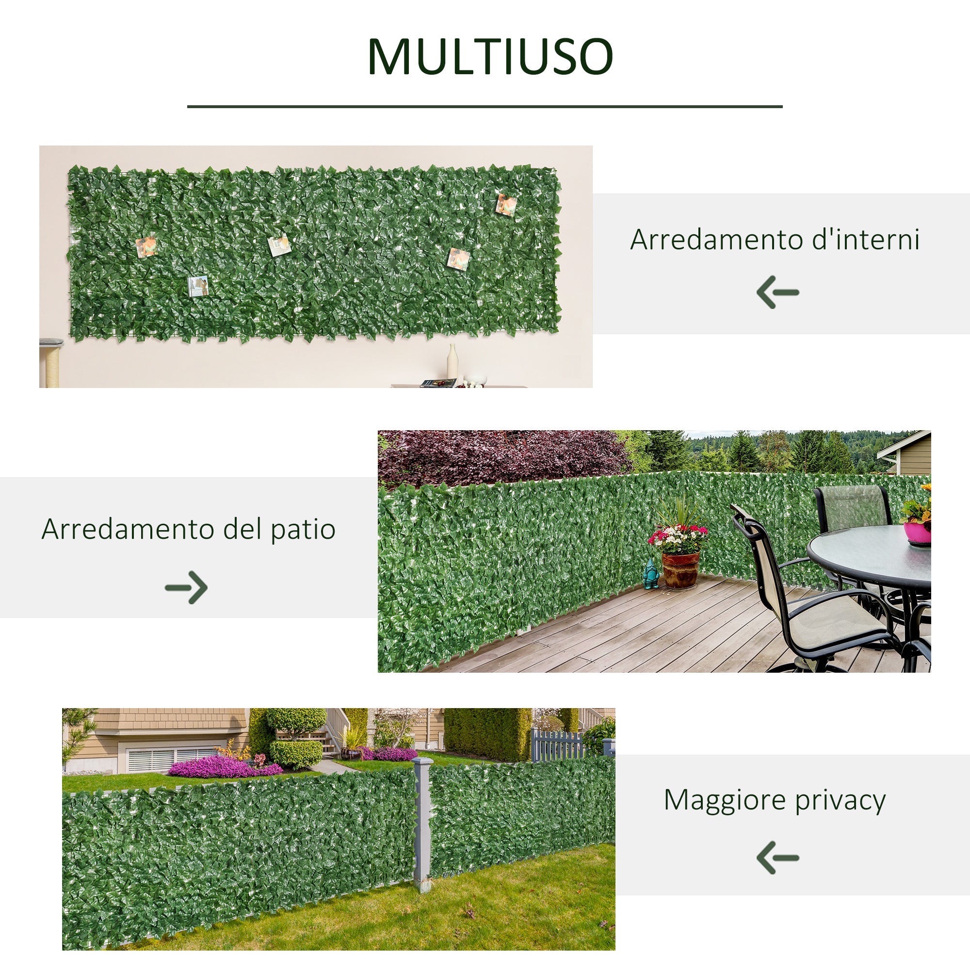 EASYCOMFORT Roll of Artificial Hedge for Balcony and Garden in Anti-UV PE with Dark Green Leaves 300x100cm