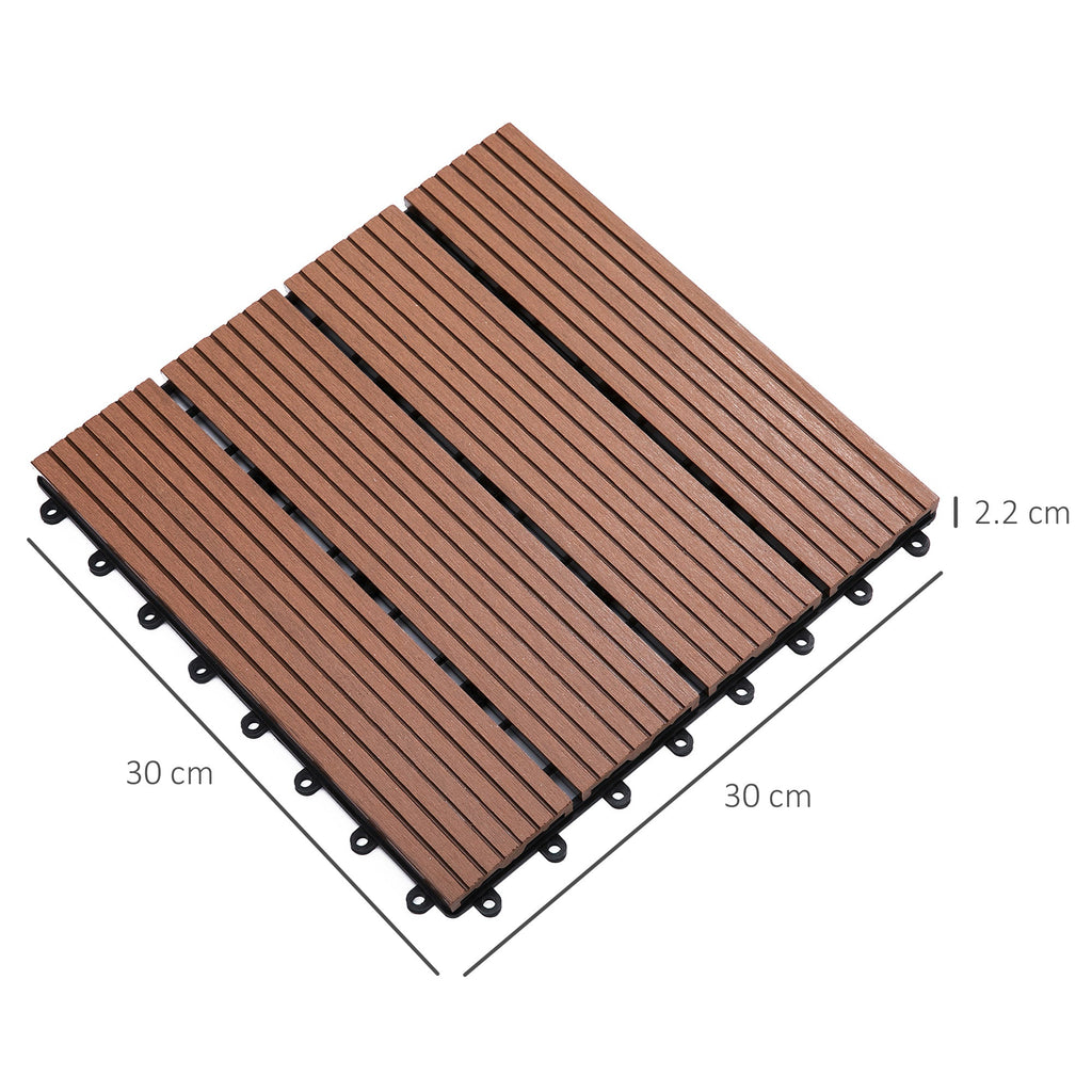 EASYCOMFORT Nesting Garden Tiles Set of 11 Outdoor Tiles 30x30 cm Brown