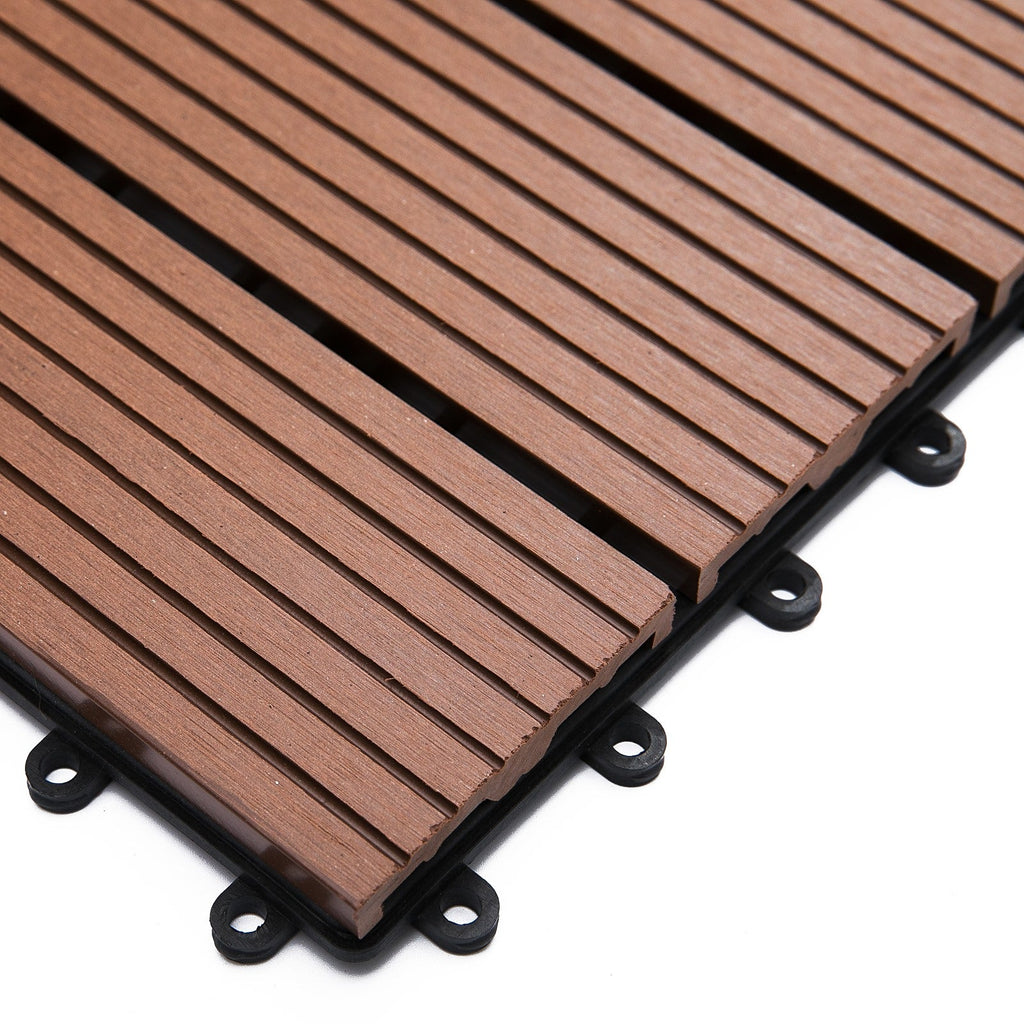 EASYCOMFORT Nesting Garden Tiles Set of 11 Outdoor Tiles 30x30 cm Brown
