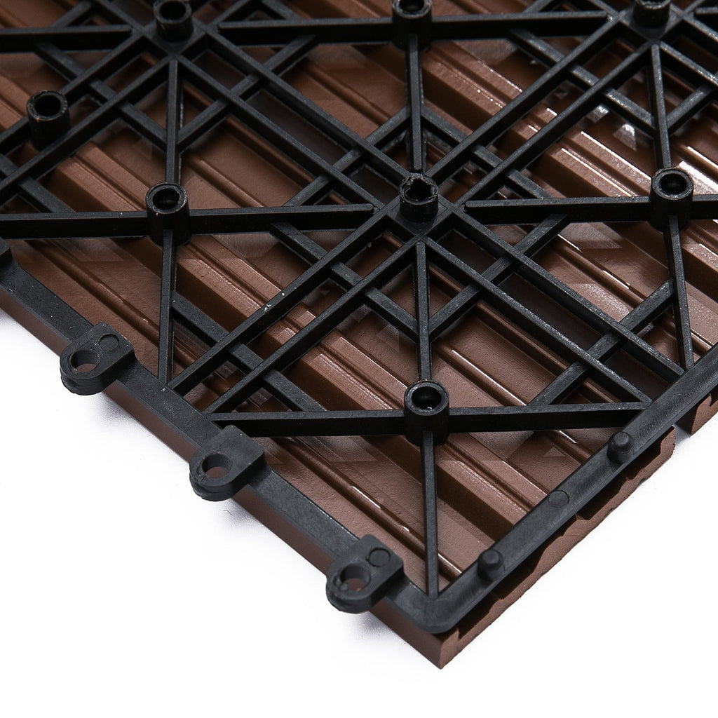 EASYCOMFORT Nesting Garden Tiles Set of 11 Outdoor Tiles 30x30 cm Brown