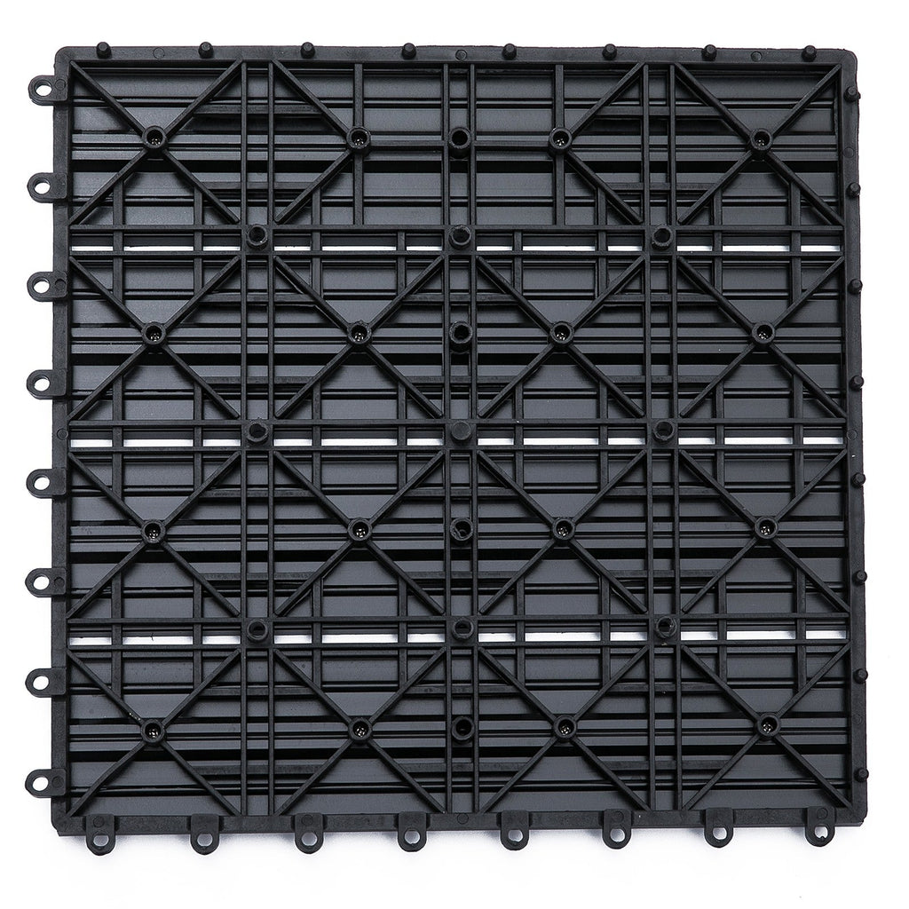 EASYCOMFORT Interlocking Garden Tiles Set of 11 Tiles，Outdoor Garden Flooring 30x30 cm Gray