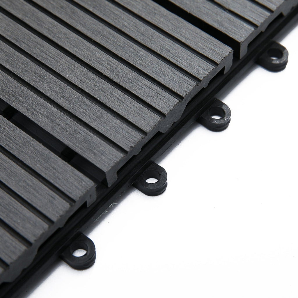 EASYCOMFORT Interlocking Garden Tiles Set of 11 Tiles，Outdoor Garden Flooring 30x30 cm Gray