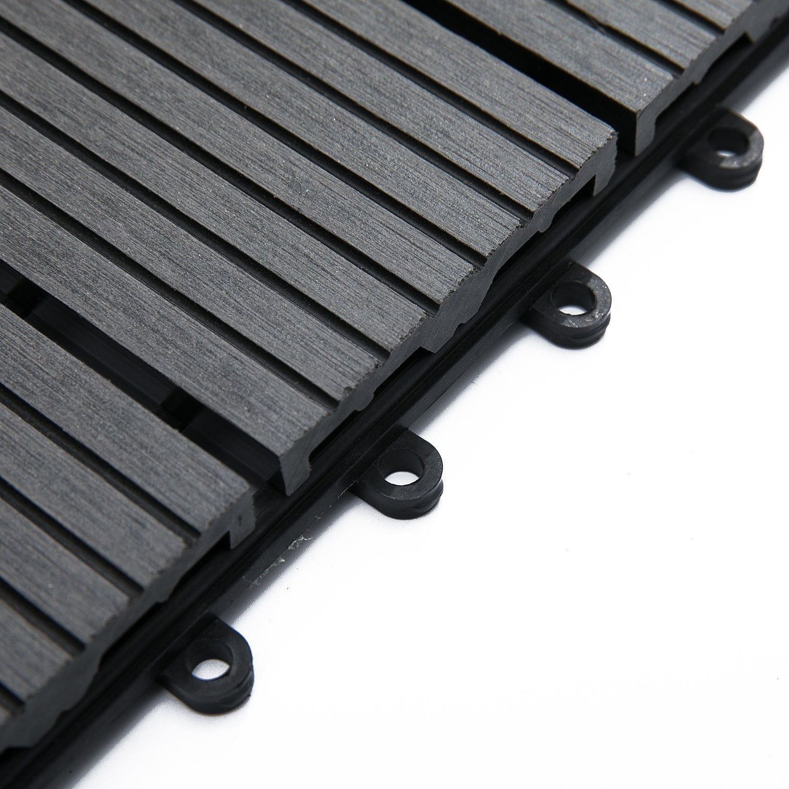 EASYCOMFORT Interlocking Garden Tiles Set of 11 Tiles，Outdoor Garden Flooring 30x30 cm Gray
