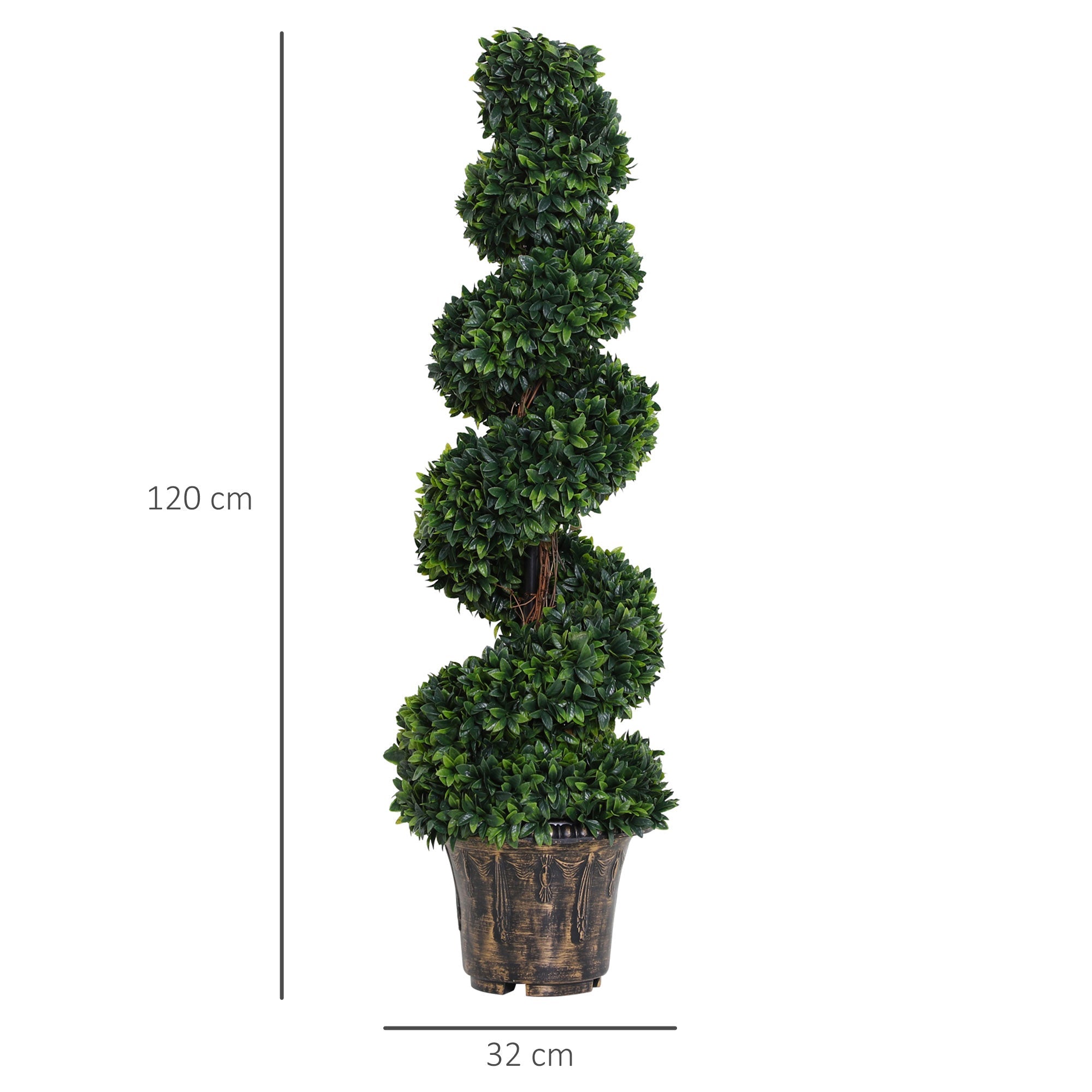 EASYCOMFORT Artificial Spiral Boxwood Plant (Ф32cm x 120cm), Decorative Green for Indoors and Outdoors, with Pot Included