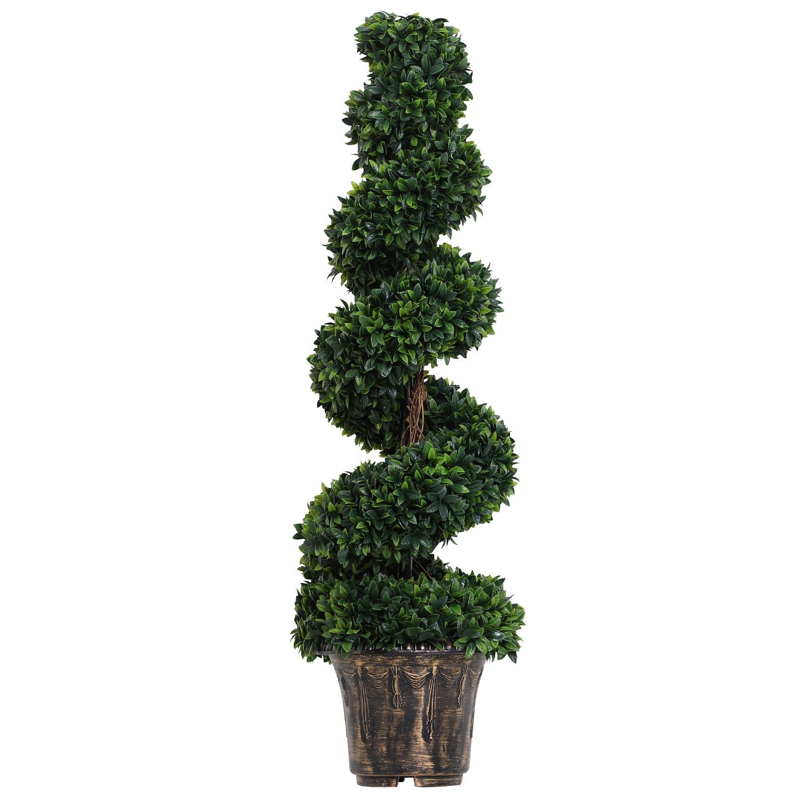 EASYCOMFORT Artificial Spiral Boxwood Plant (Ф32cm x 120cm), Decorative Green for Indoors and Outdoors, with Pot Included