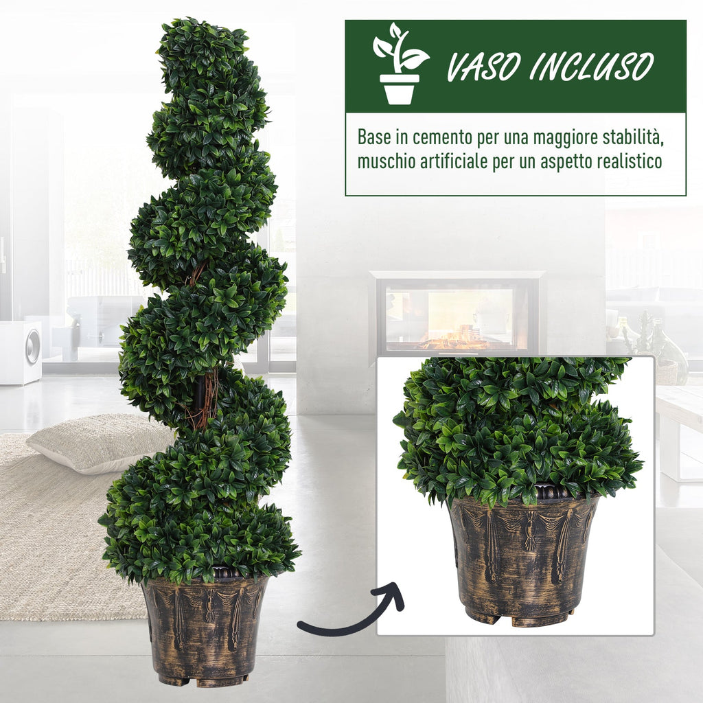 EASYCOMFORT Artificial Spiral Boxwood Plant (Ф32cm x 120cm), Decorative Green for Indoors and Outdoors, with Pot Included