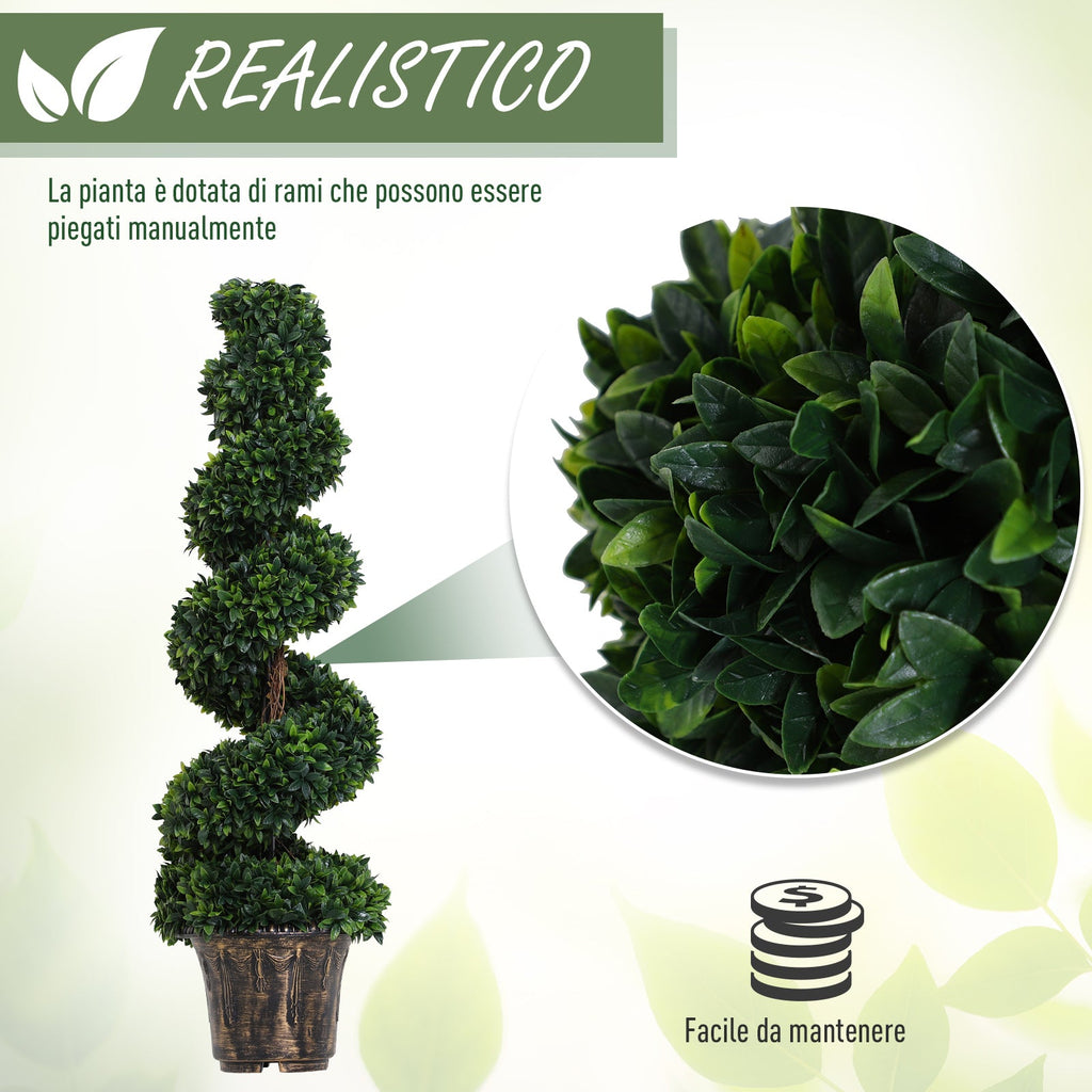 EASYCOMFORT Artificial Spiral Boxwood Plant (Ф32cm x 120cm), Decorative Green for Indoors and Outdoors, with Pot Included