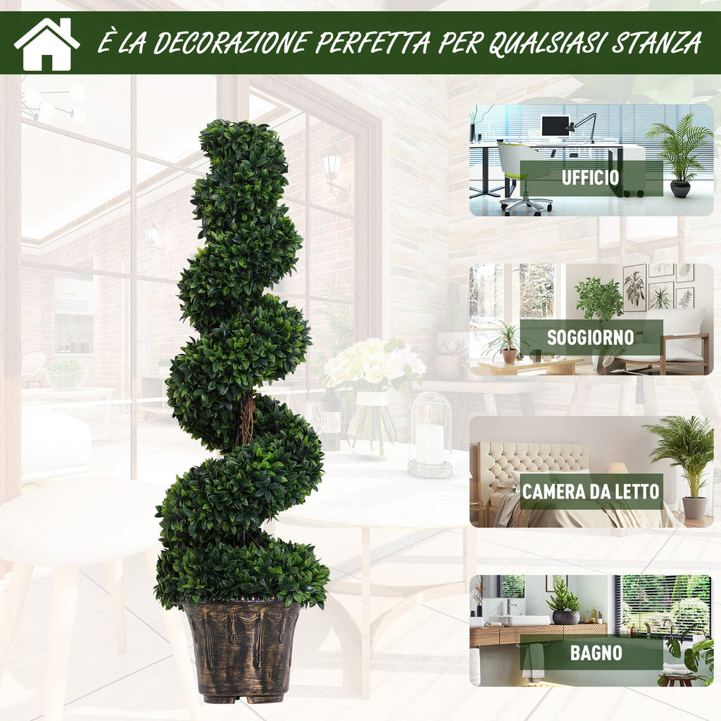 EASYCOMFORT Artificial Spiral Boxwood Plant (Ф32cm x 120cm), Decorative Green for Indoors and Outdoors, with Pot Included