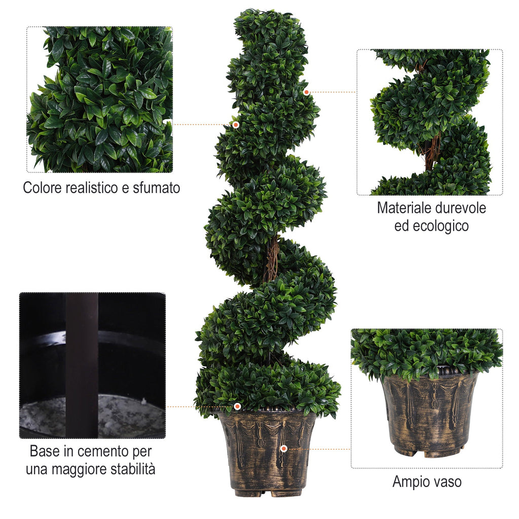 EASYCOMFORT Artificial Spiral Boxwood Plant (Ф32cm x 120cm), Decorative Green for Indoors and Outdoors, with Pot Included