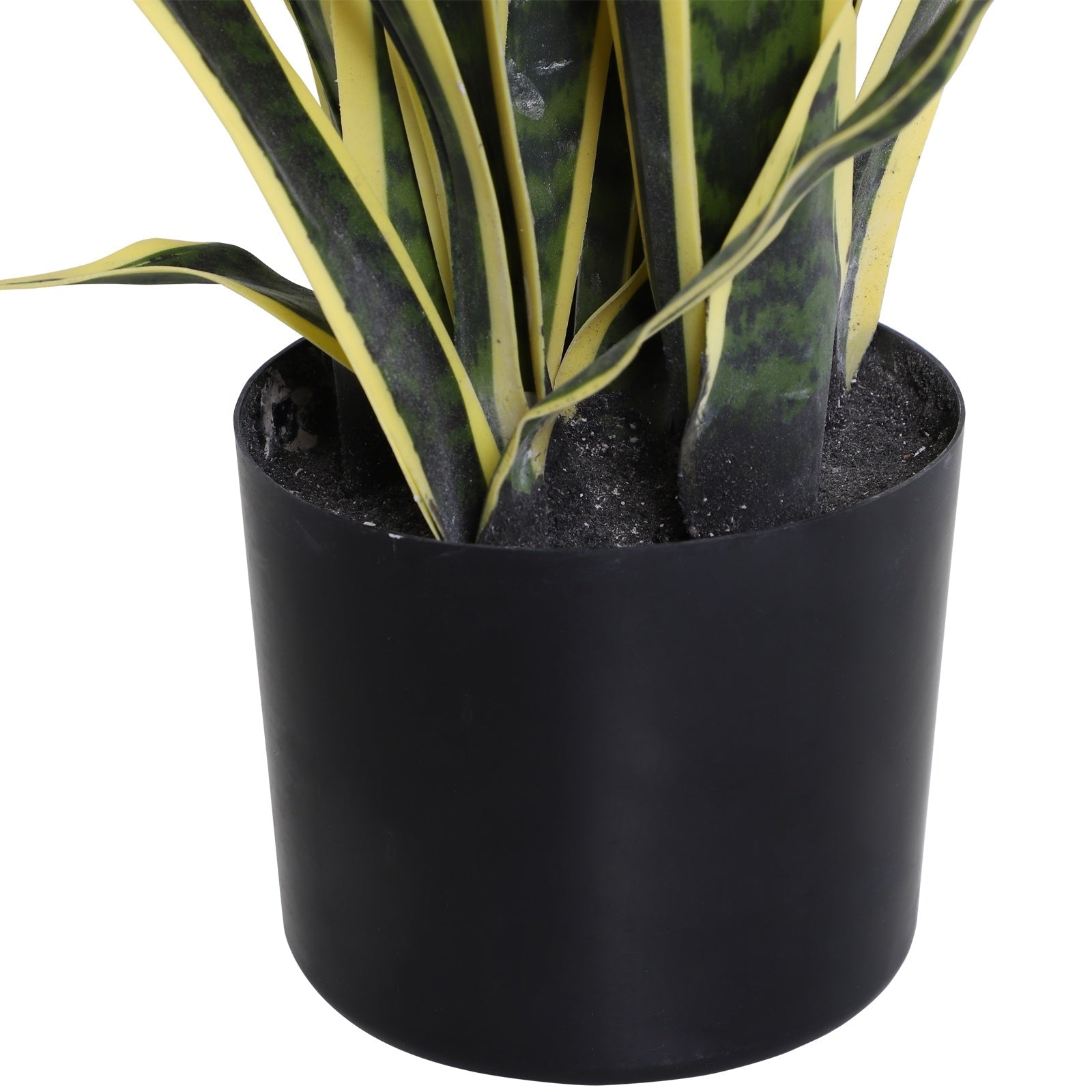 EASYCOMFORT Artificial Sanseveria Realistic Fake Plant with Pot, Ø15cm x 80cm, Green and Yellow