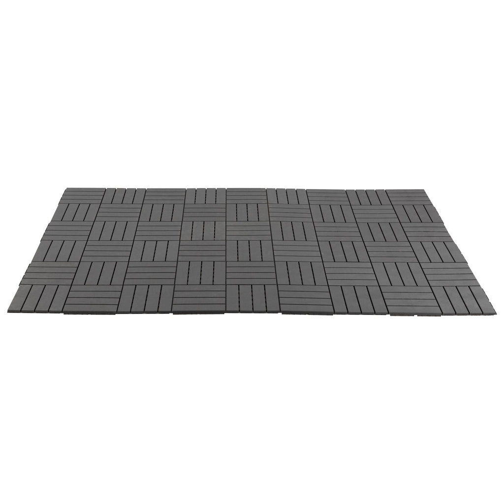 EASYCOMFORT Set of 9 Interlocking Terrace Tiles, Floor Tiles (30x30x2cm) in Non-Slip PP, Area: 0.81 m2 Black