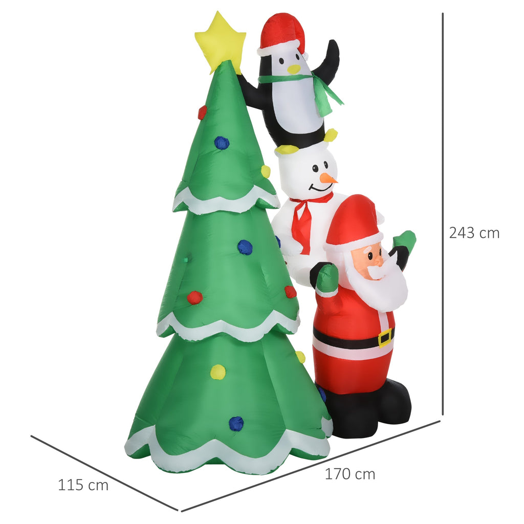 Easycomfort Albero di Natale Gonfiabile Gigante 243cm with Luci a Led e Babbo Natale, Decorazione Natalizia da Esterno Impermeabile