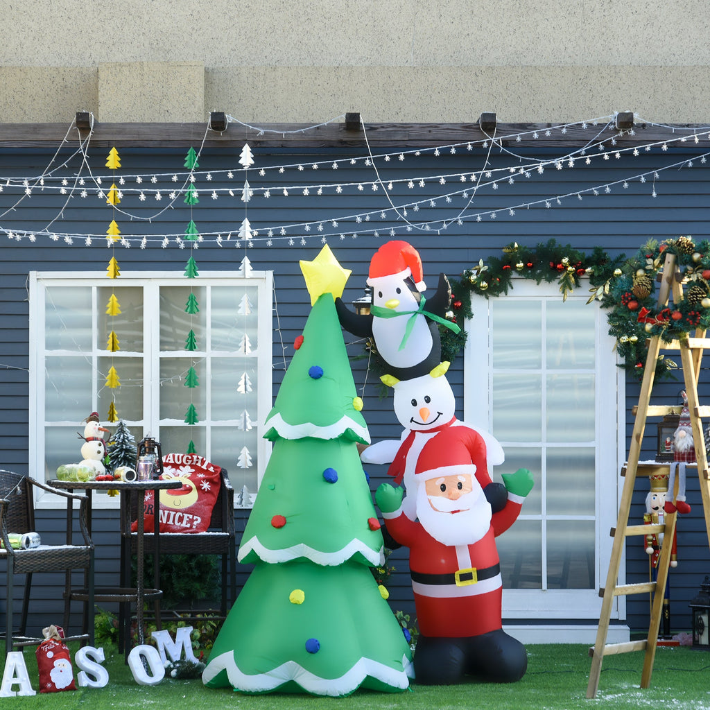 Easycomfort Albero di Natale Gonfiabile Gigante 243cm with Luci a Led e Babbo Natale, Decorazione Natalizia da Esterno Impermeabile