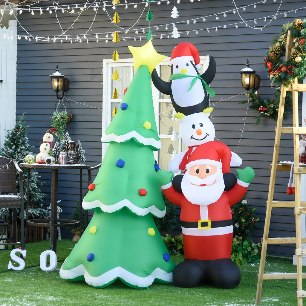 Easycomfort Albero di Natale Gonfiabile Gigante 243cm with Luci a Led e Babbo Natale, Decorazione Natalizia da Esterno Impermeabile