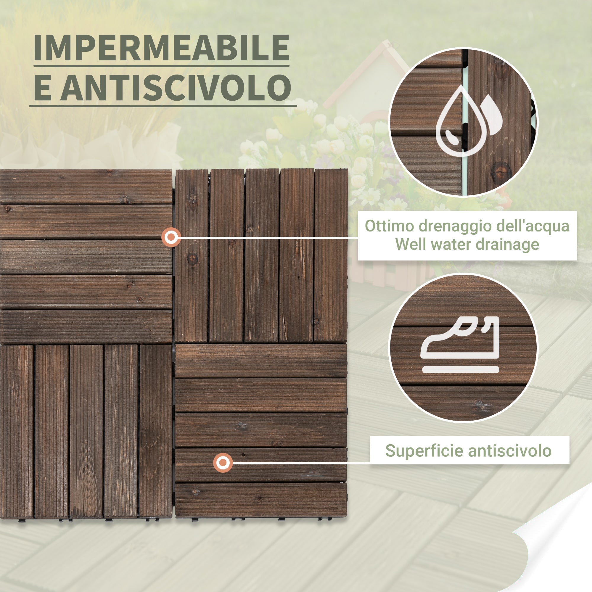 EASYCOMFORT houten buitentegels, set 27 (30x30x2,5 cm)