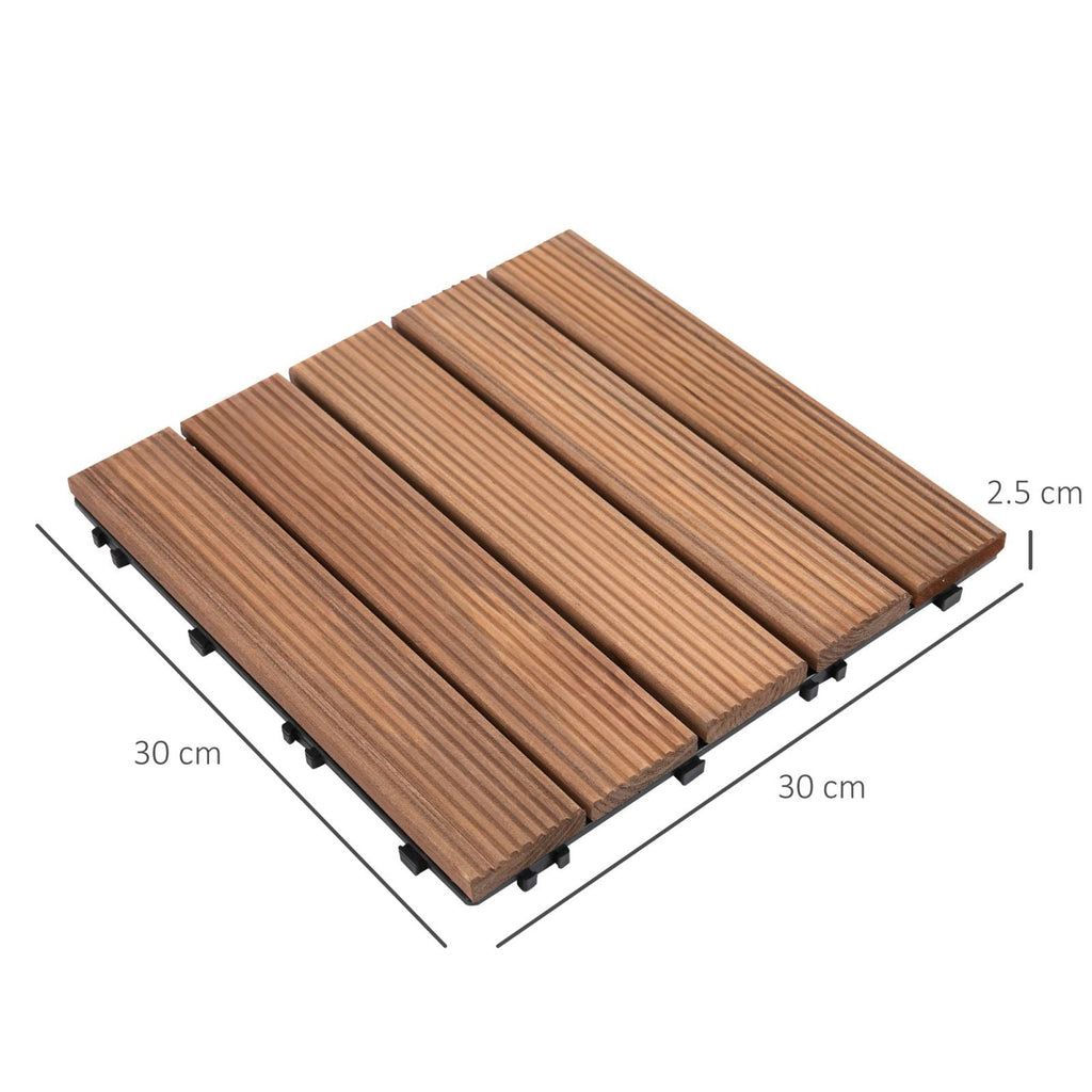 EASYCOMFORT Outdoor Tiles for Wooden Floors, Set of 27 Interlocking Pieces, 30x30x2.5cm