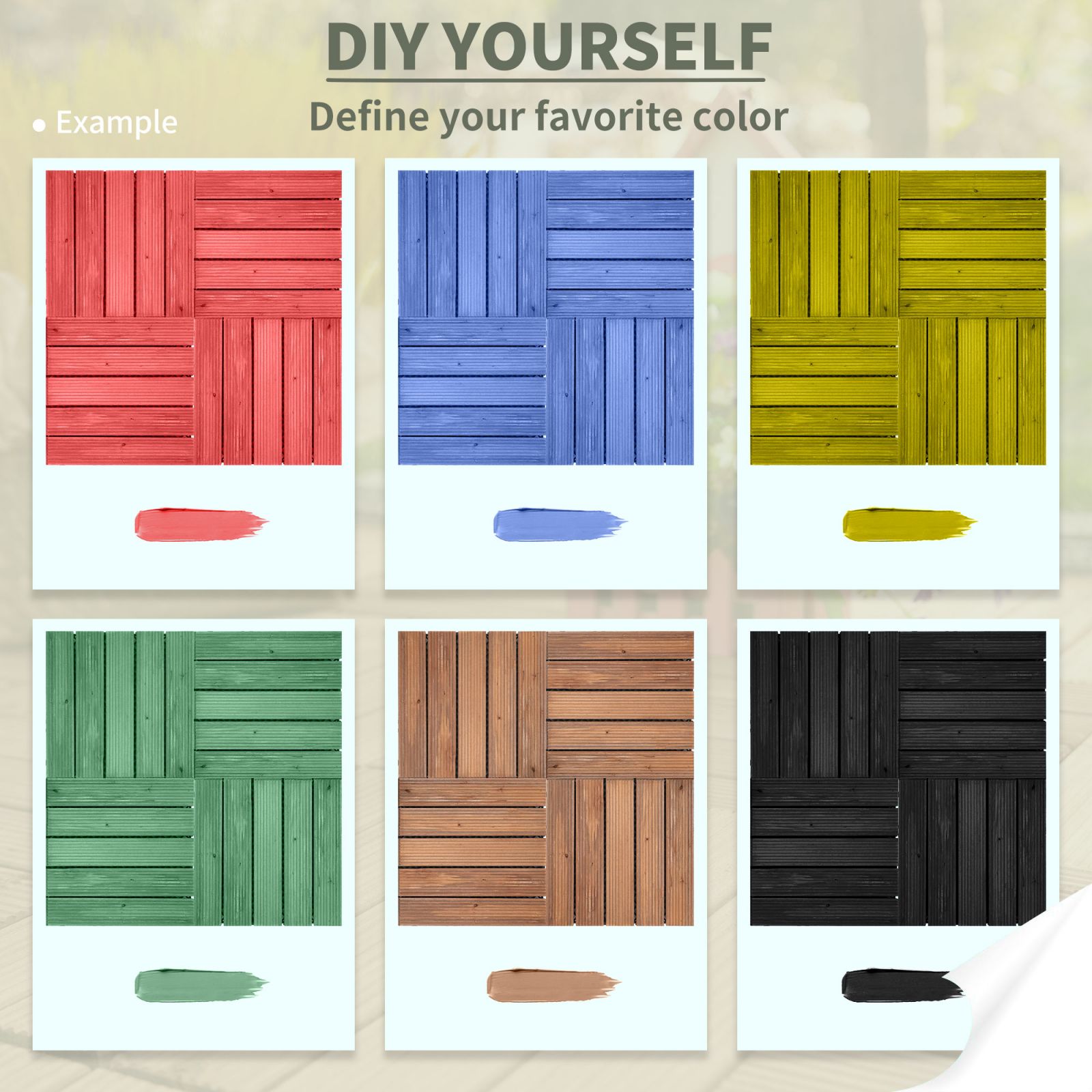 EASYCOMFORT Outdoor Tiles for Wooden Floors, Set of 27 Interlocking Pieces, 30x30x2.5cm