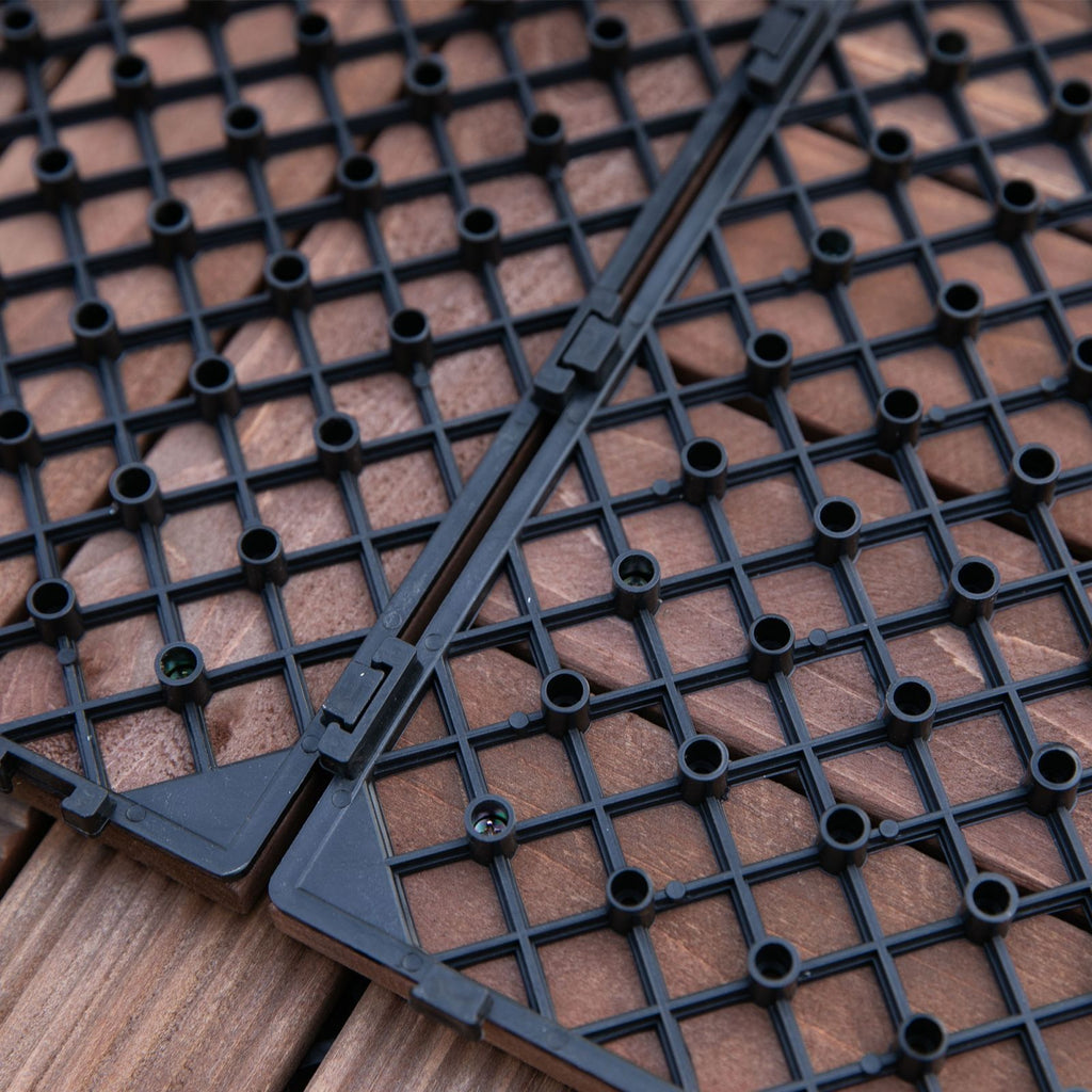 EASYCOMFORT Outdoor Tiles for Wooden Floors, Set of 27 Interlocking Pieces, 30x30x2.5cm