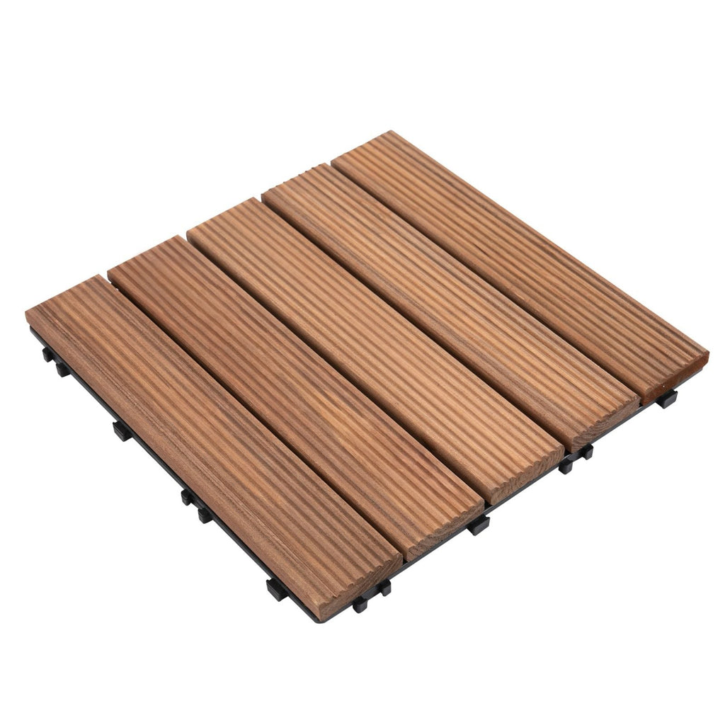 EASYCOMFORT Outdoor Tiles for Wooden Floors, Set of 27 Interlocking Pieces, 30x30x2.5cm