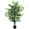 EASYCOMFORT Artificial Banyan Tree, Indoor and Outdoor Decorative Fake Plant 145cm High, Green