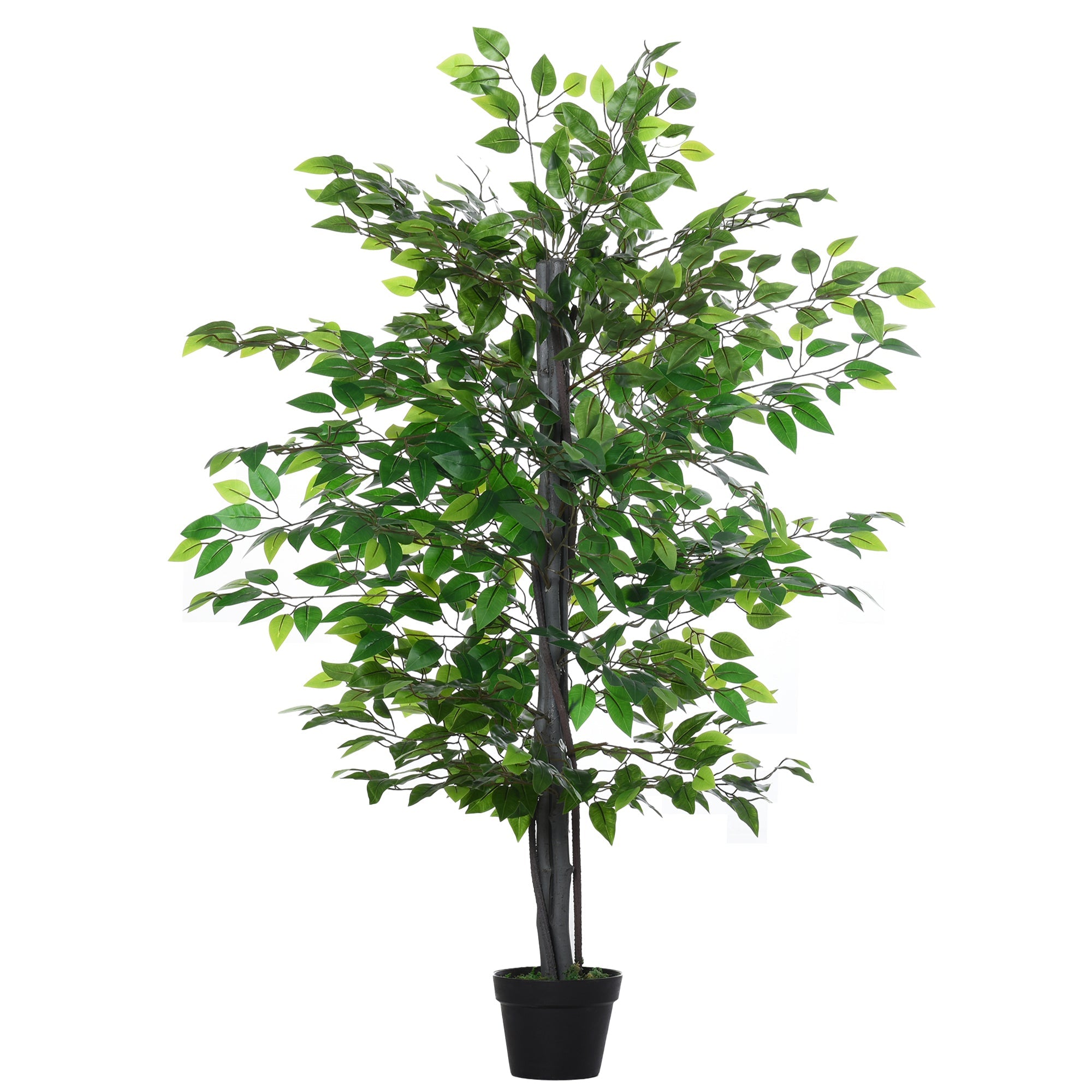 EASYCOMFORT Artificial Banyan Tree, Indoor and Outdoor Decorative Fake Plant 145cm High, Green