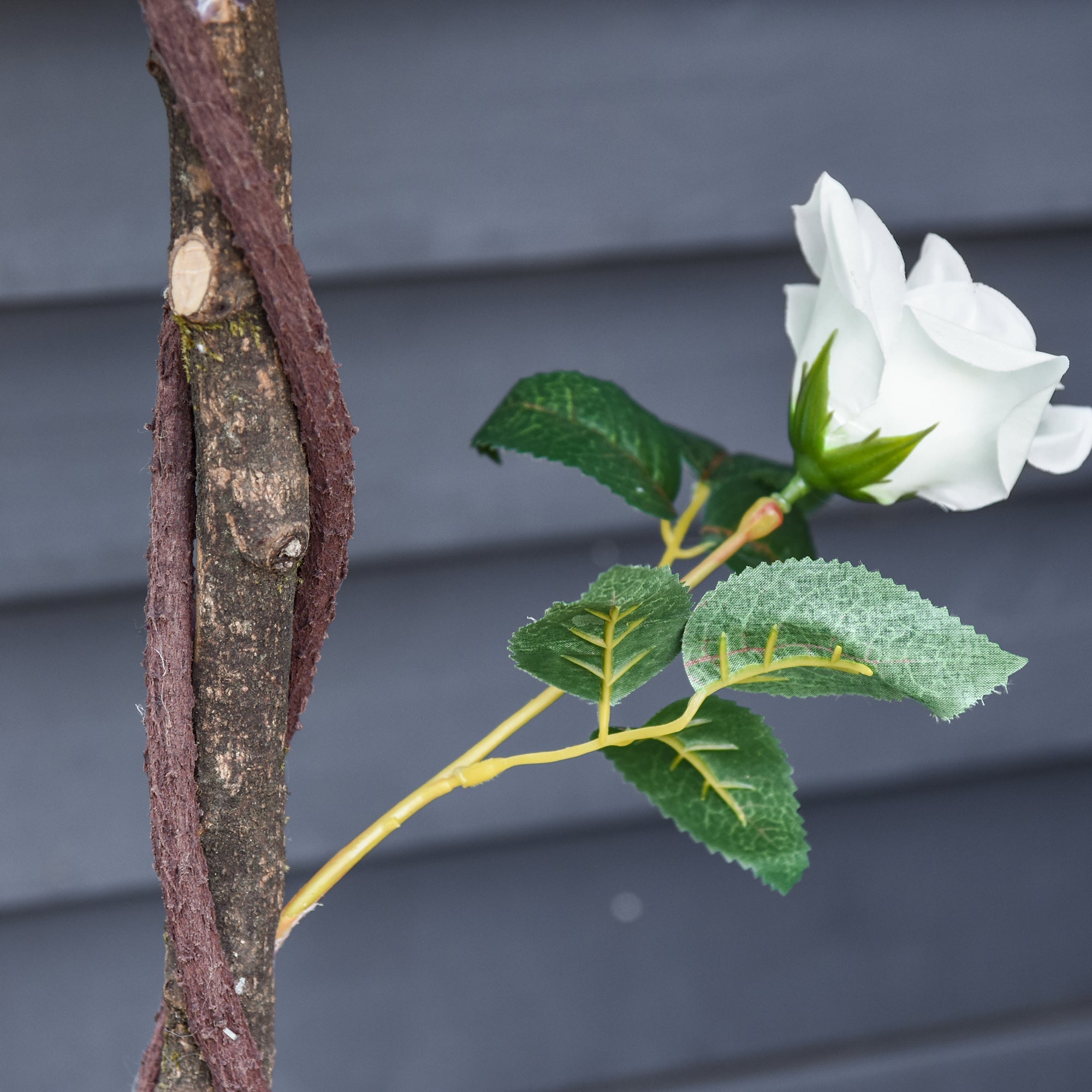 EasyComfort Rose Sapling kunstplant 90 cm – 21 bloemen, wit/groen