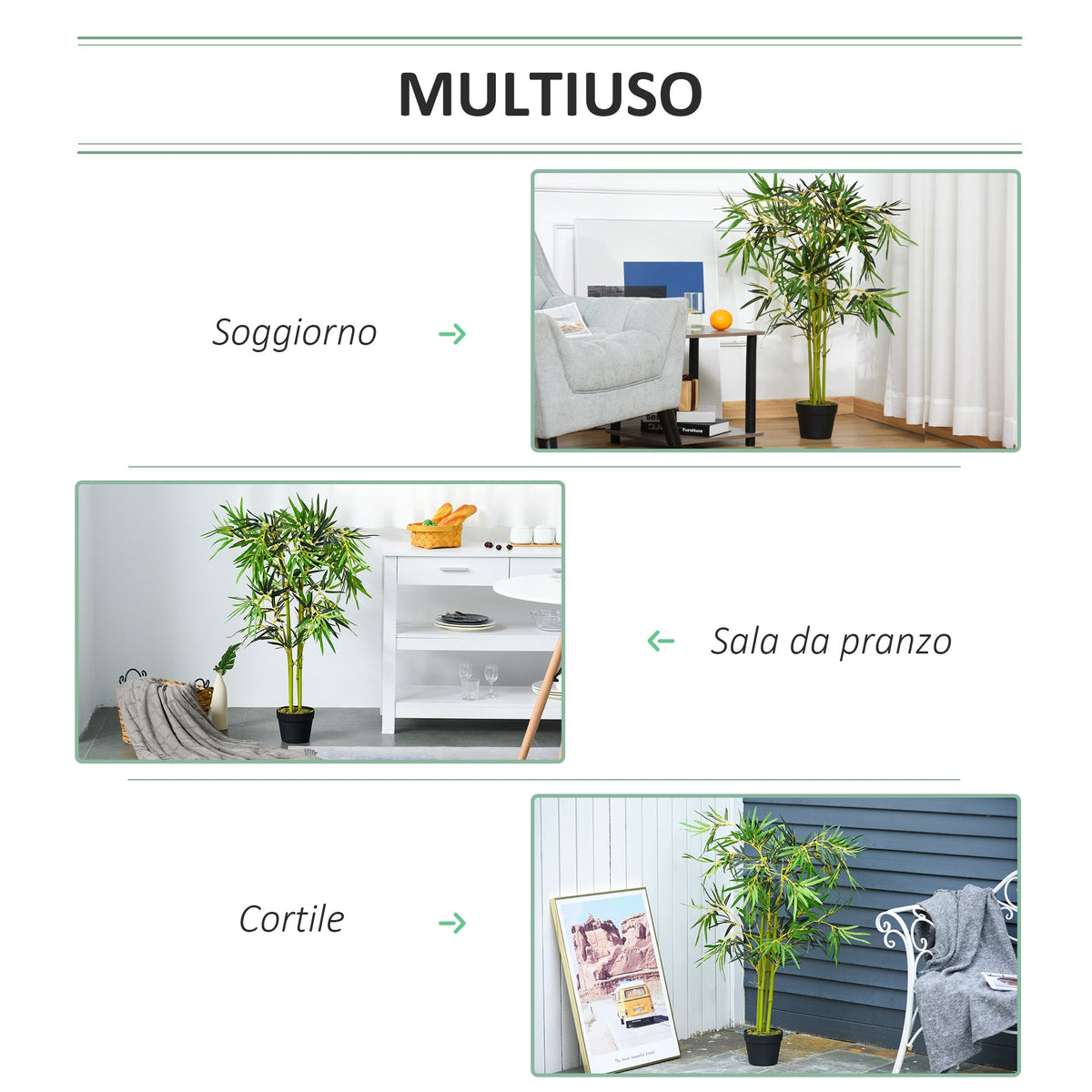 EASYCOMFORT Bamboo kunstplant in pot, 120 cm