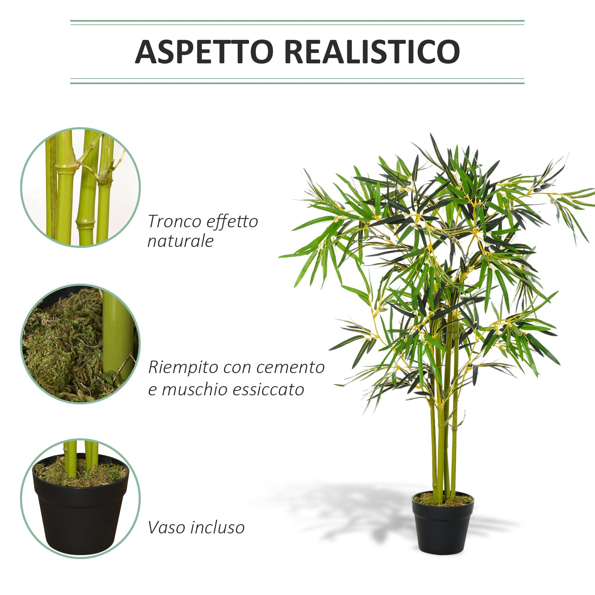 EASYCOMFORT Bamboo kunstplant in pot, 120 cm