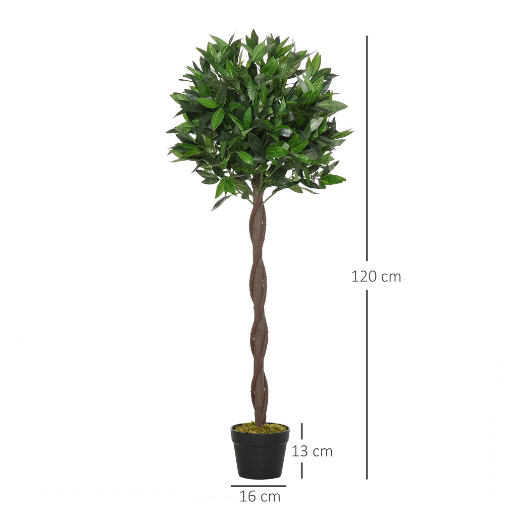 EASYCOMFORT Set of 2 Laurel Trees in Pots, Fake Plants in Plastic Height 120cm for Indoors and Outdoors