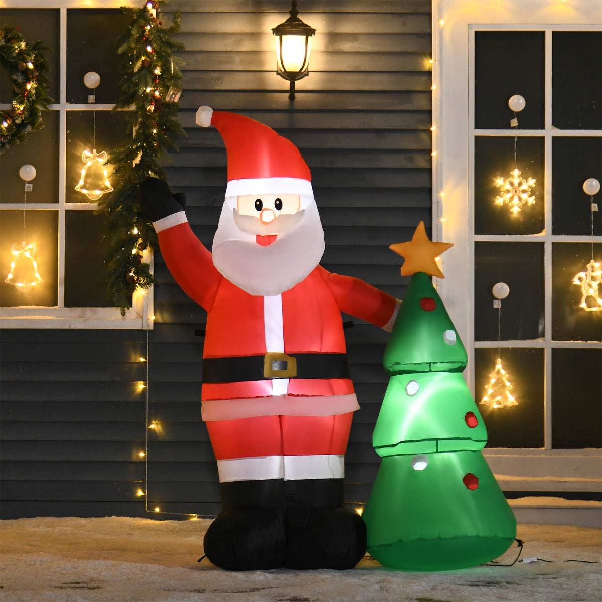 EasyComfort opblaasbare kerstman 150 cm met kerstboom en LED (IP44)