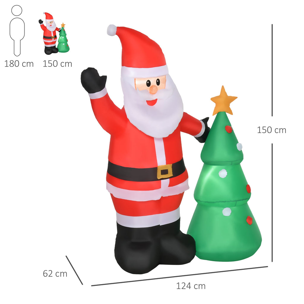 EasyComfort opblaasbare kerstman 150 cm met kerstboom en LED (IP44)