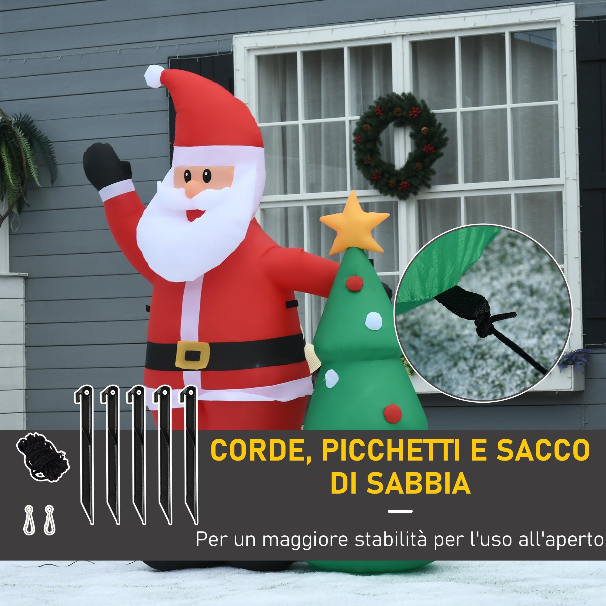 EasyComfort opblaasbare kerstman 150 cm met kerstboom en LED (IP44)