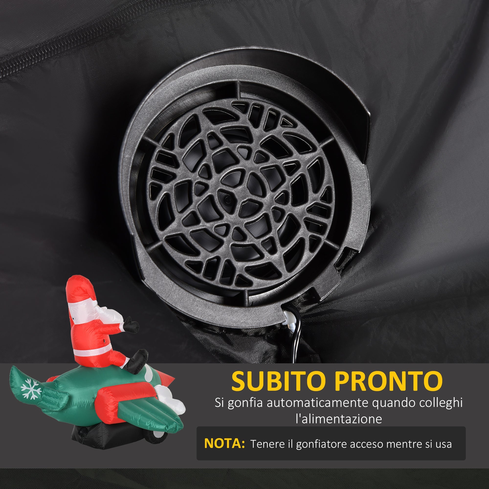 Easycomfort Babbo Natale Gonfiabile su Aereo 160cm with Luci LED Integrate, Decorazione Natalizia da Esterno