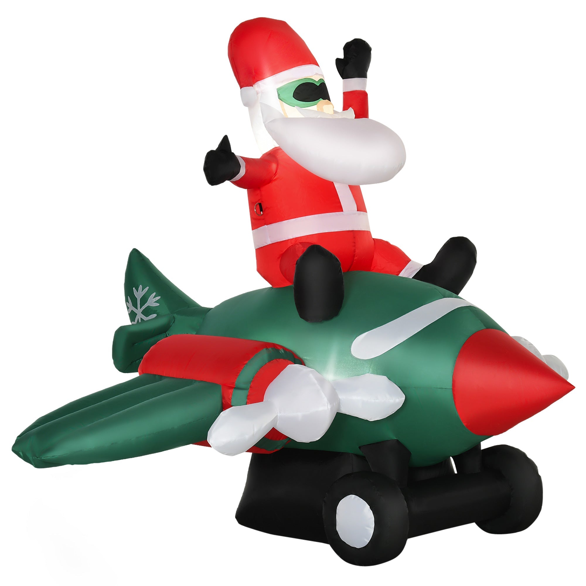 Easycomfort Babbo Natale Gonfiabile su Aereo 160cm with Luci LED Integrate, Decorazione Natalizia da Esterno