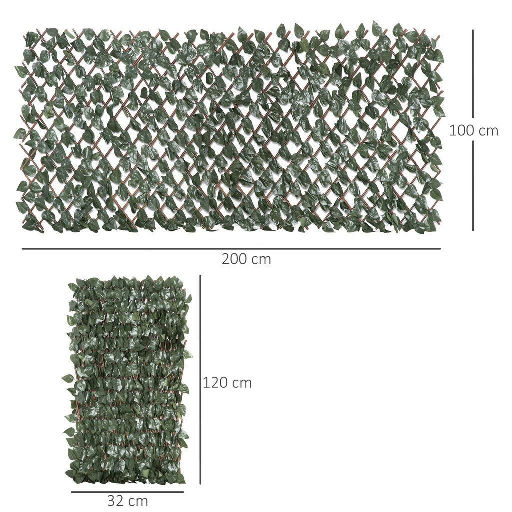 EASYCOMFORT Fake Hedge 8 Pieces Extensible Green Wall for Outdoors, in Wood and Polyester, 200x100cm